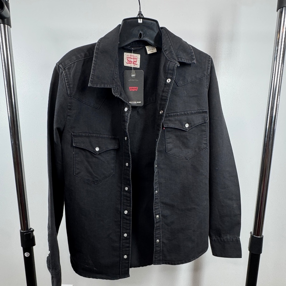 Levi's snap-front black denim shirt